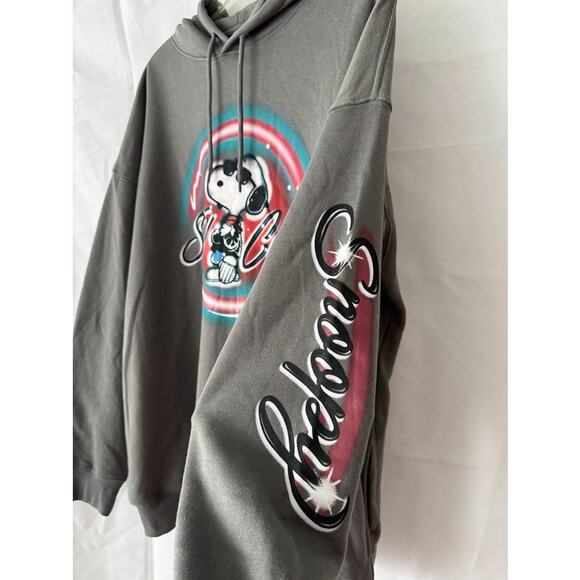 Snoopy Stay Cool Hoodie Gray Airbrush Graphic Peanuts Hybrid Apparel XL - Picture 4 of 16